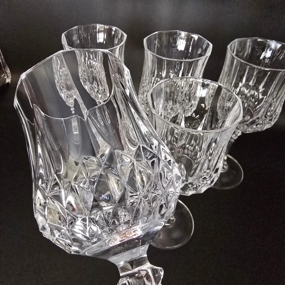 Elegant‎ Set of 5 Crystal D'Arques Cut Wine Glasses Stemware Clear Glassware
